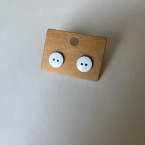 2/$15- White Button Earrings Handmade